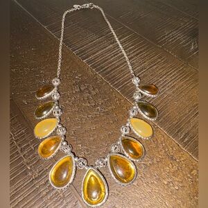 Silver and Amber Necklace #336